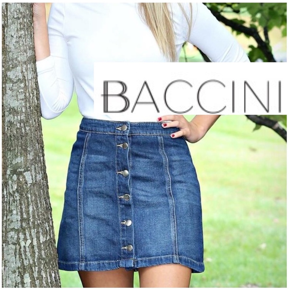 Blue Jean Skirt Button Front Denim Jean Skirt Size 8